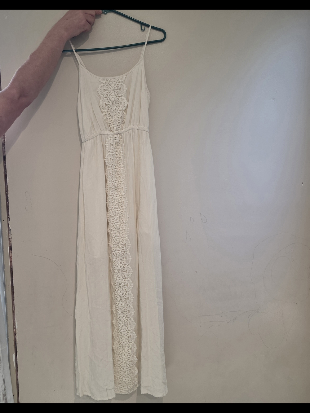 Mossimo Supply Co. Cream Crochet-Front Maxi Dress XS Beach Flowy Casual